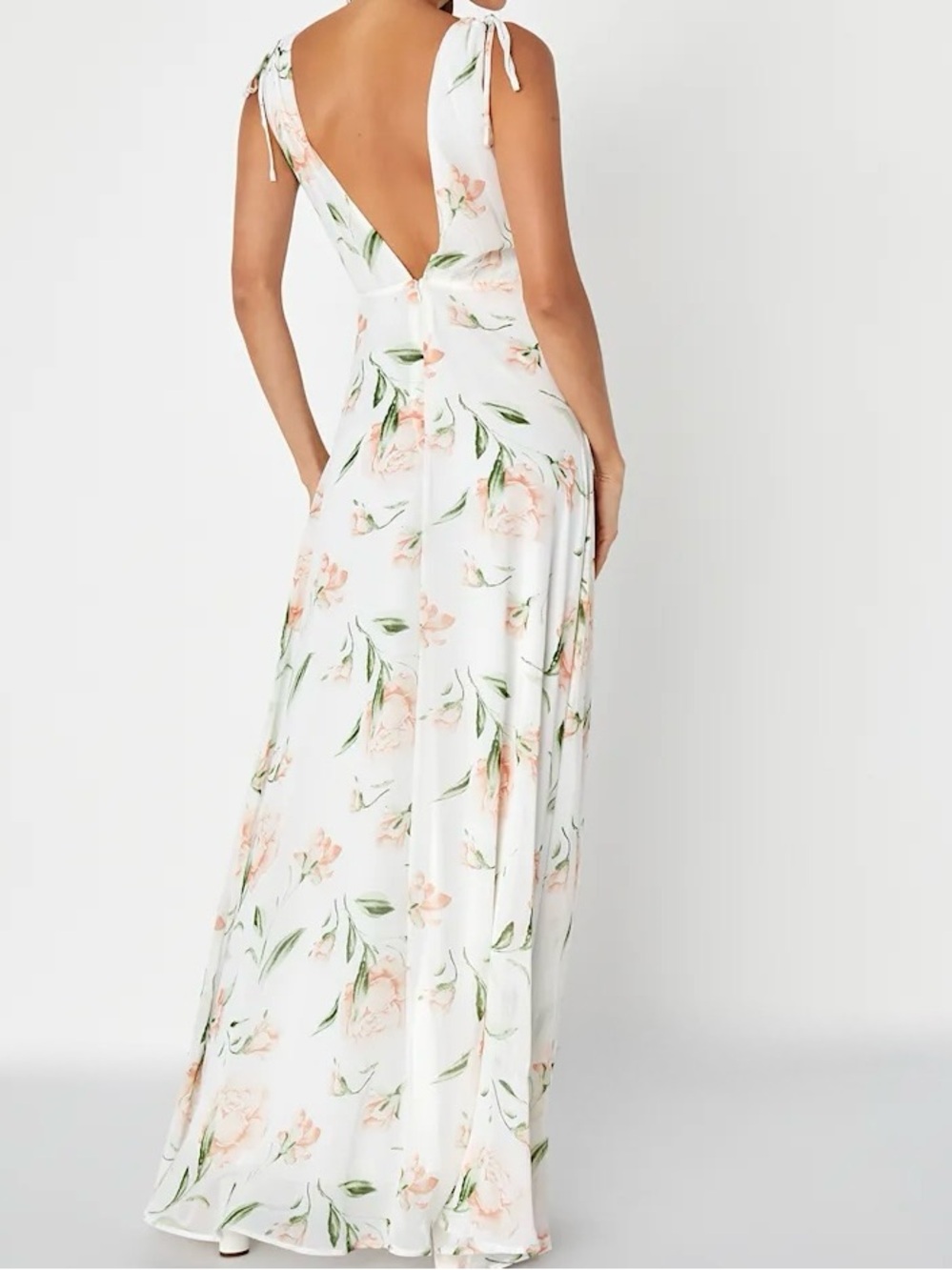 Lulus Romantic Possibilities Flowy White Floral Print Maxi Dress Blush Pink NWT - Picture 7 of 11